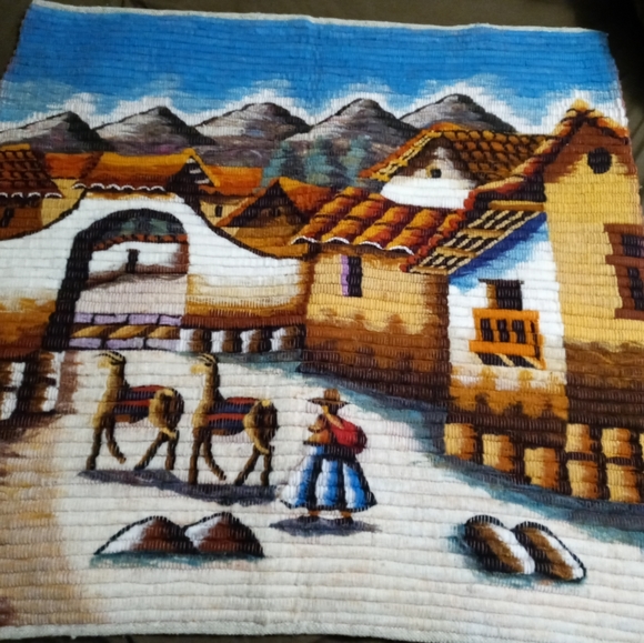 🦙Peruvian Folk Art Wool Handcrafted🦙🦙36"×36" Tapestry,Aspenandes Wall Decor. - Picture 2 of 16